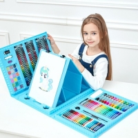 Набор художника 208 предметов с мольбертом для детей синий