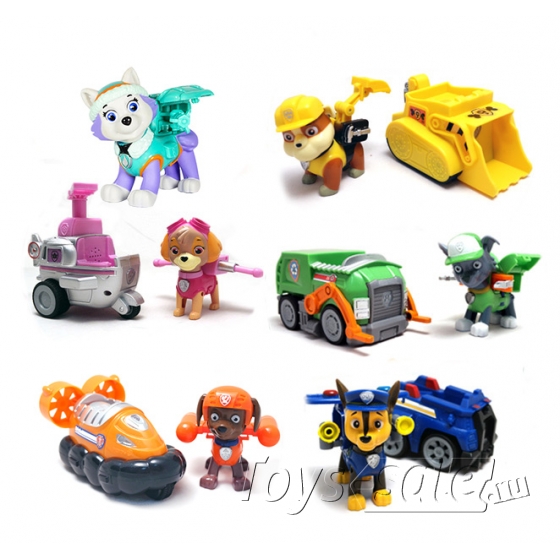 Набор игрушек Щенячий патруль - 6 героев с транспортом и рюкзаками трансформерами
