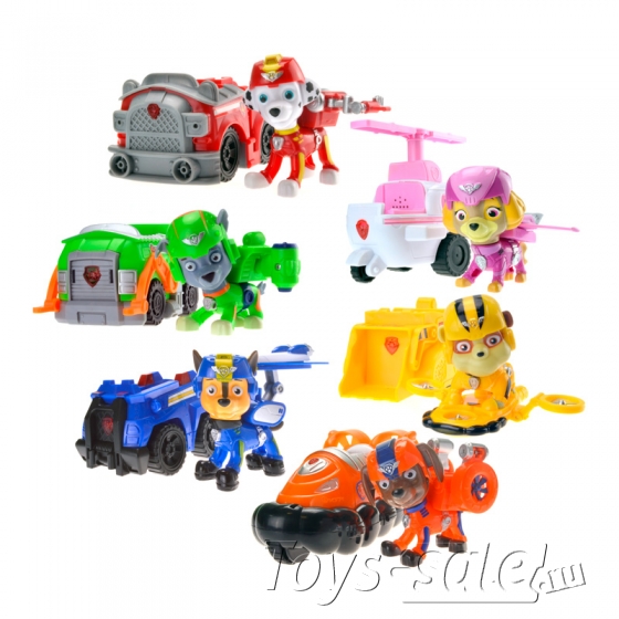 Набор игрушек Щенячий патруль "Воздушные Спасатели" - 6 героев с машинками и рюкзаками трансформерами