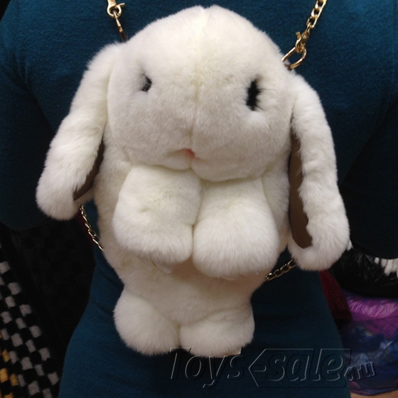 Сумка-рюкзак Кролик (Зайка) из меха цвет - белый